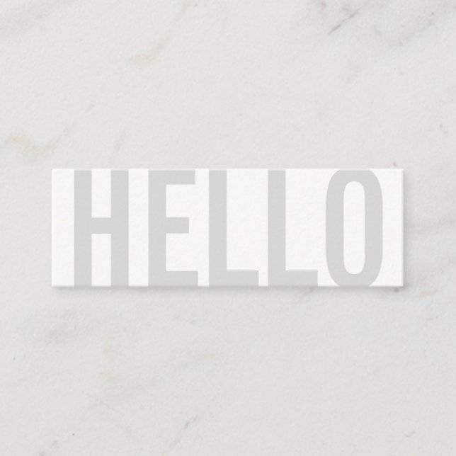 Bold Text | Hello (Grey) Mini Business Card (Front)