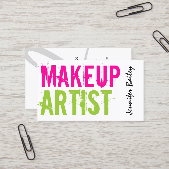 Bold Text Makeup Artist Business Card (Front/Back In Situ)
