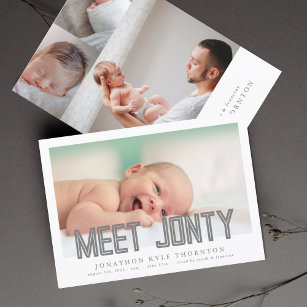 BOLD TEXT MEET NEW baby birth Announcement