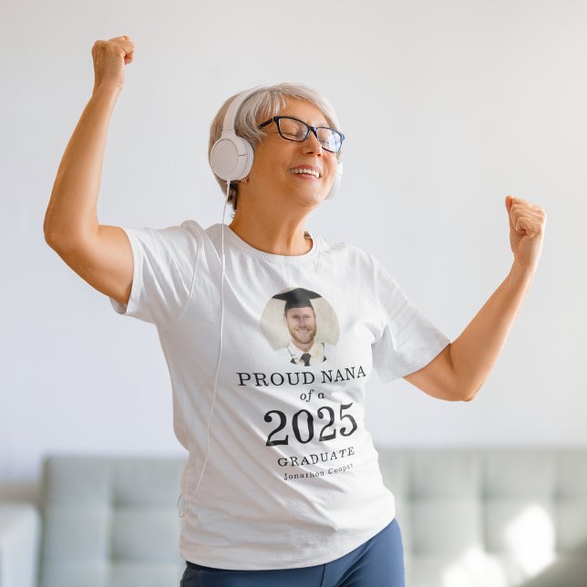 Bold Text Photo Proud Nana of 2025 Graduate T-Shirt (Creator Uploaded)
