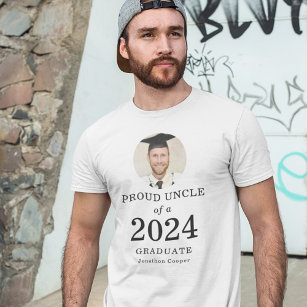 Bold Text Photo Proud Uncle of 2024 Graduate T-Shirt