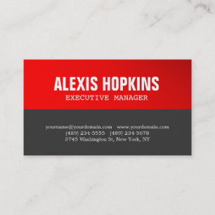 Bold Text Red Grey Stylish Modern Professional Business Card