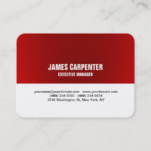 Bold Text Red White Unique Modern Professional Business Card