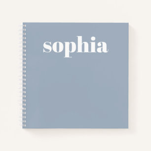 Bold Text   Your Name on Dusty Blue Notebook