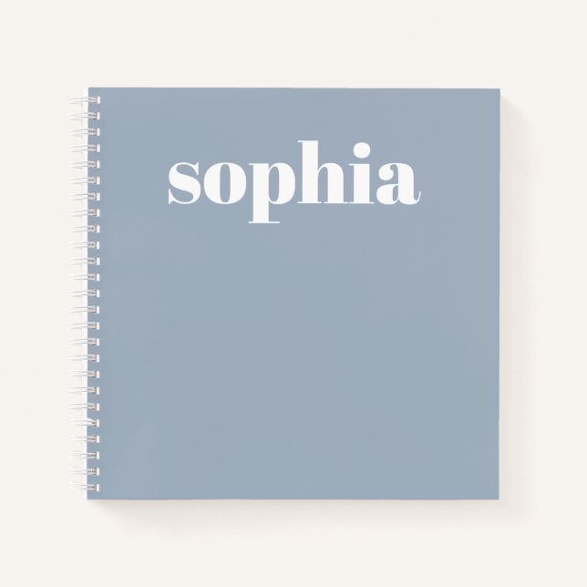 Bold Text | Your Name on Dusty Blue Notebook (Front)