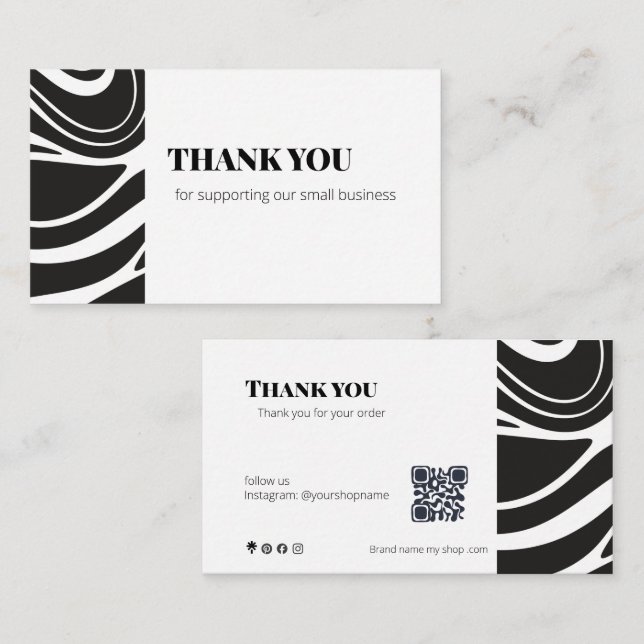 Bold Thank You Card QR Code Small Business (Front/Back)