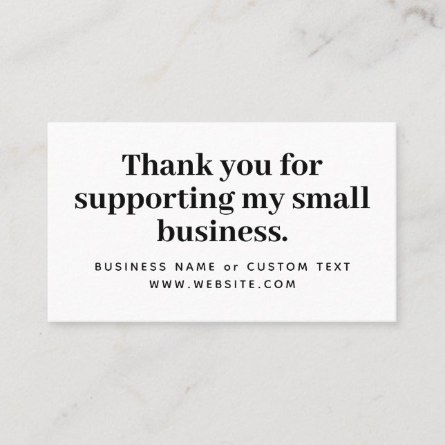 Bold Thank You For Supporting My Small Business Card (Front)