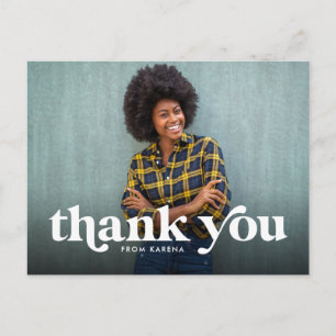 Bold thank you simple photo postcard