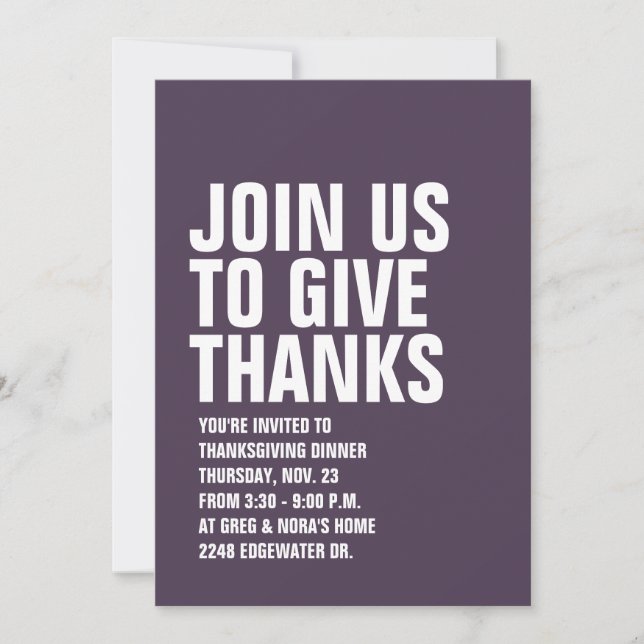 Bold Thanksgiving dinner invitation (Front)