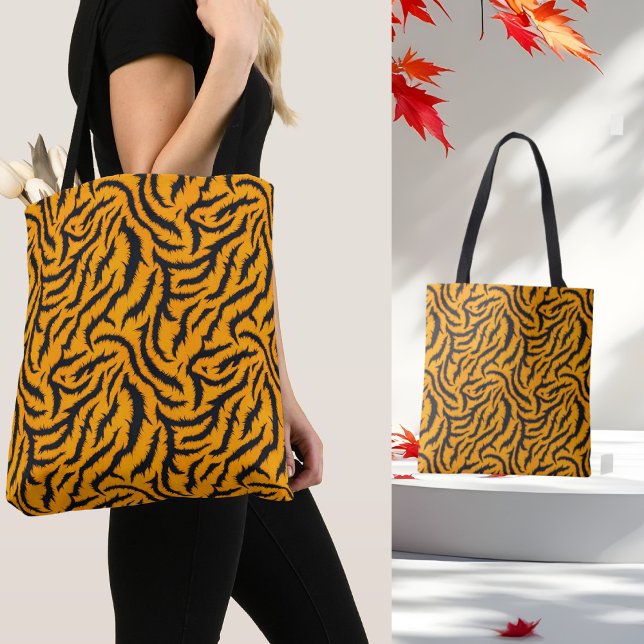 Bold Tiger Stripes Pattern in Orange and Black Tote Bag (Creator Uploaded)