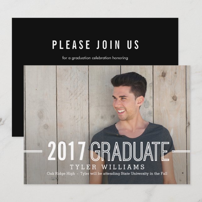 Bold Timeless Graduation Announcement Invitation (Front/Back)