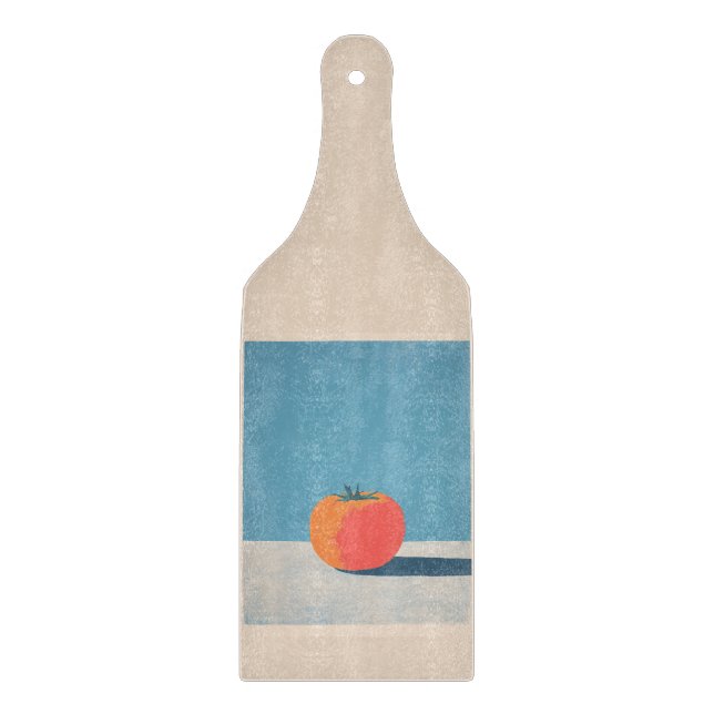Bold Tomato on Blue Minimalist Art Cutting Board (Front)