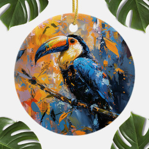 Bold Toucan Oil Painting Ceramic Tree Decoration