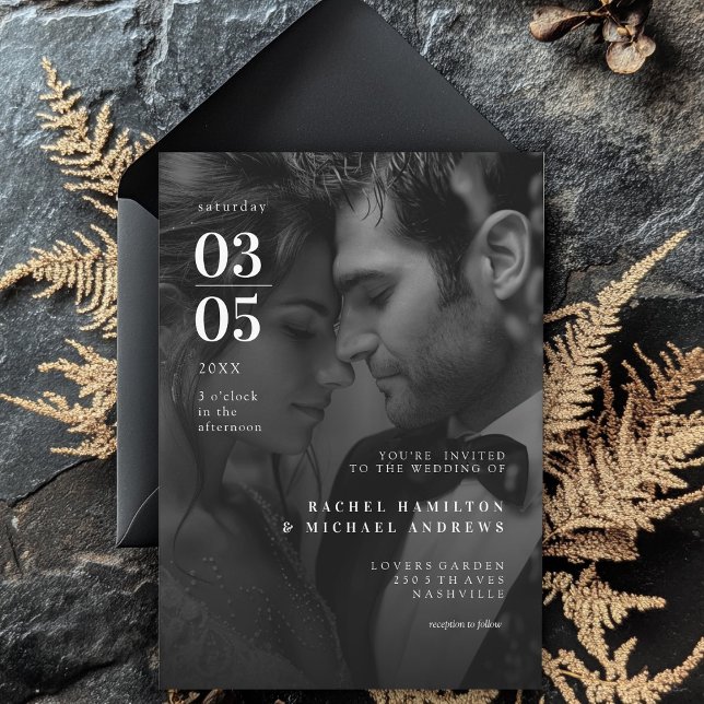 Bold, Trending, B&W-Photo, Wedding Invitation (Bold, Minimal, Trending, Photo, Wedding Invitation)