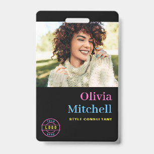 Bold Trendy Colourful Photo Company Employee ID Badge