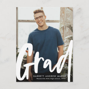 Bold trendy grad graduation invitation postcard