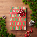 Bold Trendy Modern Preppy Christmas Trees Wrapping Paper<br><div class="desc">Bold Trendy Modern Preppy Christmas Trees Wrapping Paper Gift Wrap features a moden Christmas pattern of Christmas trees with Christmas lights on a red background. Perfect for gift wrapping Christmas and holiday gifts. Created by Evco Studio www.zazzle.com/store/evcostudio</div>