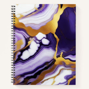 Bold Trendy purple yellow Gold faux marble Notebook
