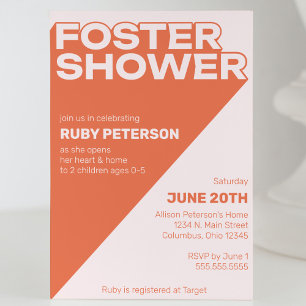Bold Trendy Typography Colour Block Foster Shower Invitation