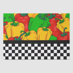 Bold Tri Coloured Peppers and Chequerboard  Tissue Paper