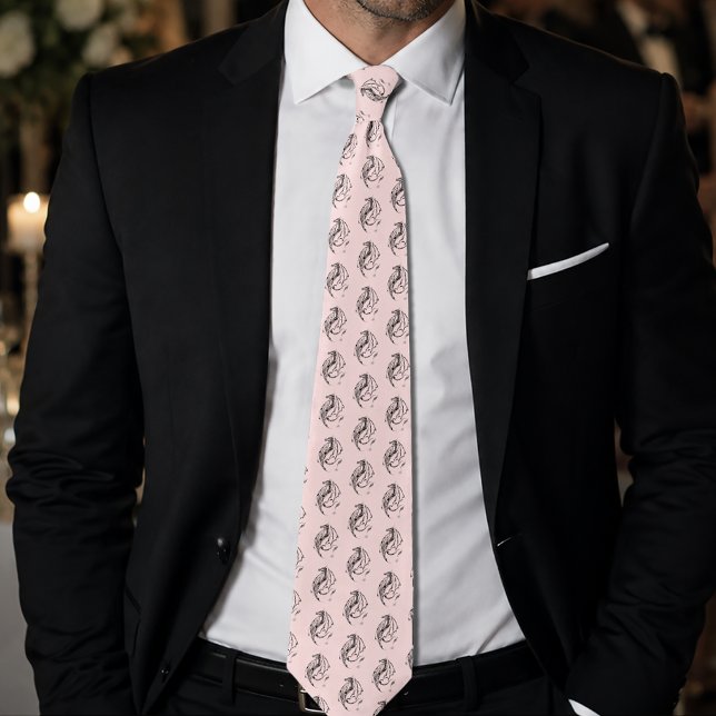 Bold Tribal Dragon Black Line Art Fantasy Tattoo Tie (Creator Uploaded)