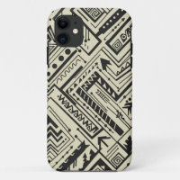 Bold Tribal Geometric Pattern – Black and Cream Ab