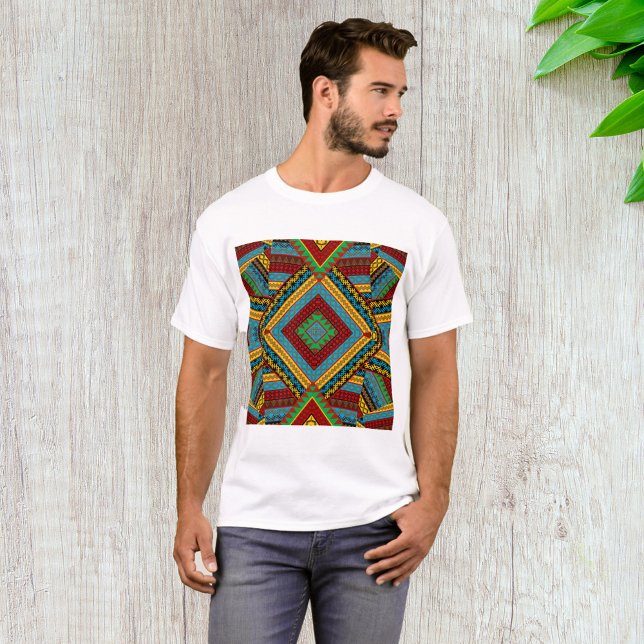 Bold Tribal Geometric Pattern Colourful Ethnic Boh T-Shirt (Creator Uploaded)