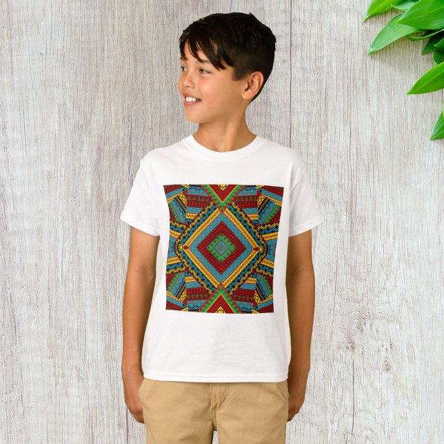 Bold Tribal Geometric Pattern Colourful Ethnic Boh T-Shirt (Creator Uploaded)