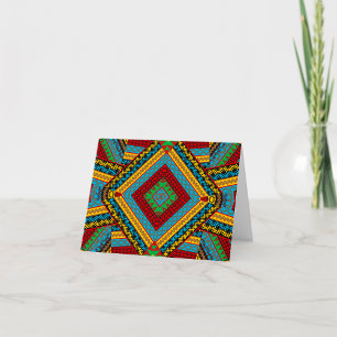Bold Tribal Geometric Pattern Colourful Ethnic Boh Thank You Card