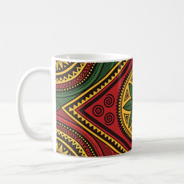 Bold Tribal Geometric Pattern – Colourful Ethnic D Coffee Mug (Left)
