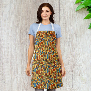 Bold Tribal Leaf Pattern Boho Abstract Apron