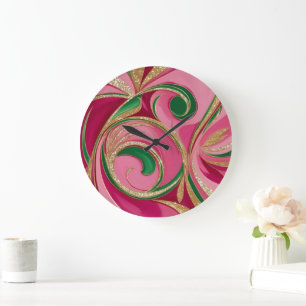 Bold Tropic Swirls Large Clock