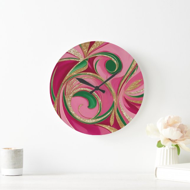 Bold Tropic Swirls Large Clock (Home)