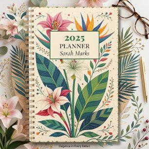 Bold Tropical Botanical Pattern Monogram Planner