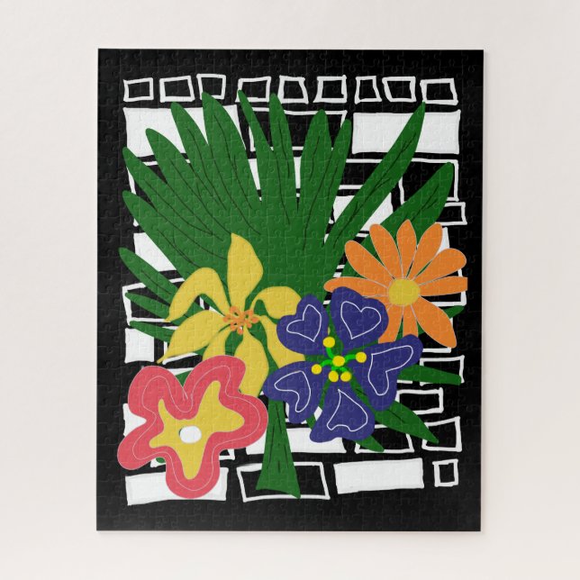 Bold Tropical Floral Art Jigsaw Puzzle (Vertical)