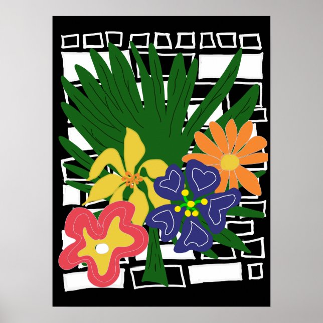 Bold Tropical Floral Art Poster (Front)