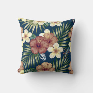 Bold Tropical Floral Throw Pillow