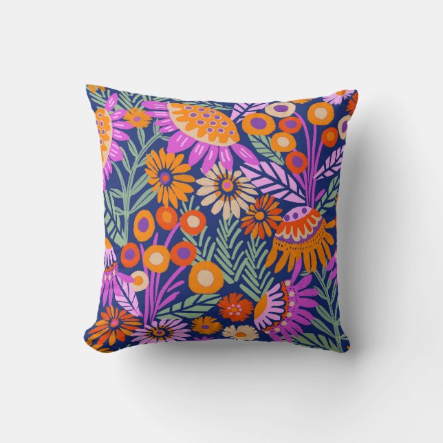 Bold Tropical Flowers Cushion (Front)