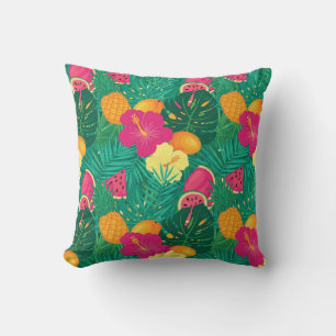 Bold Tropical Paradise Seamless Pattern Cushion
