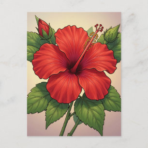 Bold Tropical Red Hibiscus Postcard