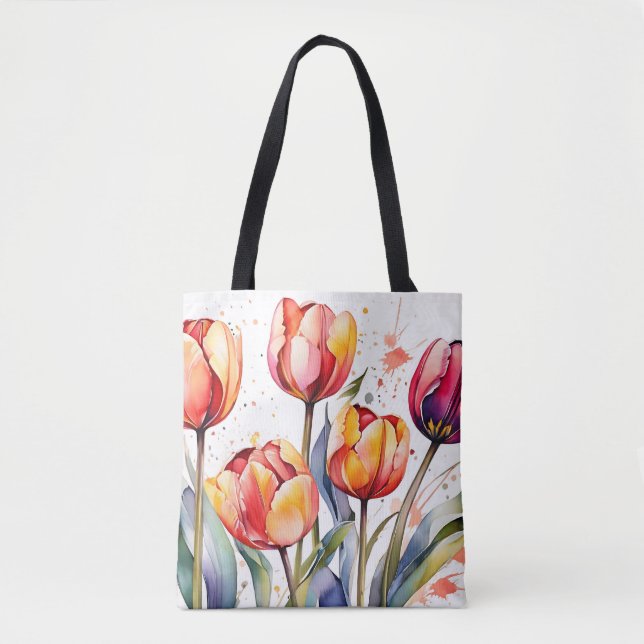 Bold Tulip Blooms Colourful Modern Tote Bag (Front)