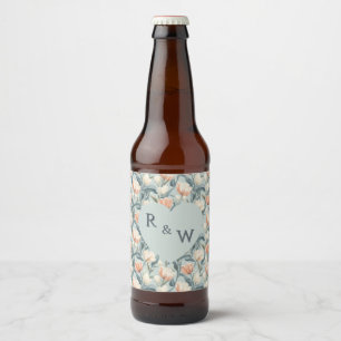 Bold tulip Flower Budget Wedding Beer Label
