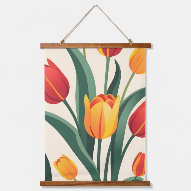 Bold Tulip Illustration Hanging Tapestry (Front)