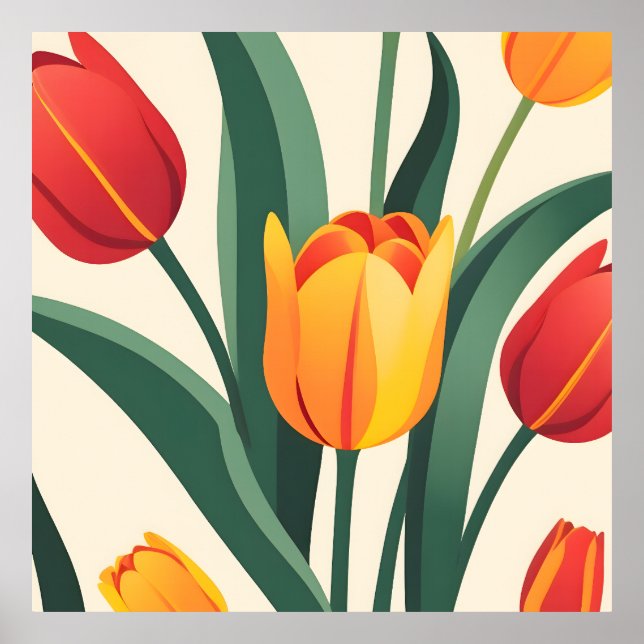 Bold Tulip Illustration Poster (Front)