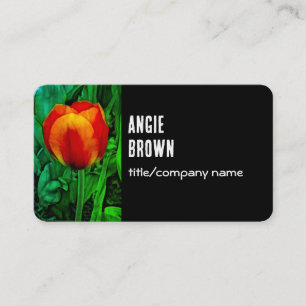 bold tulips flower nature photography on black  business card