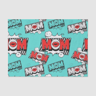 Bold Turquoise Comic MOM Graphic Pattern Tissue Paper