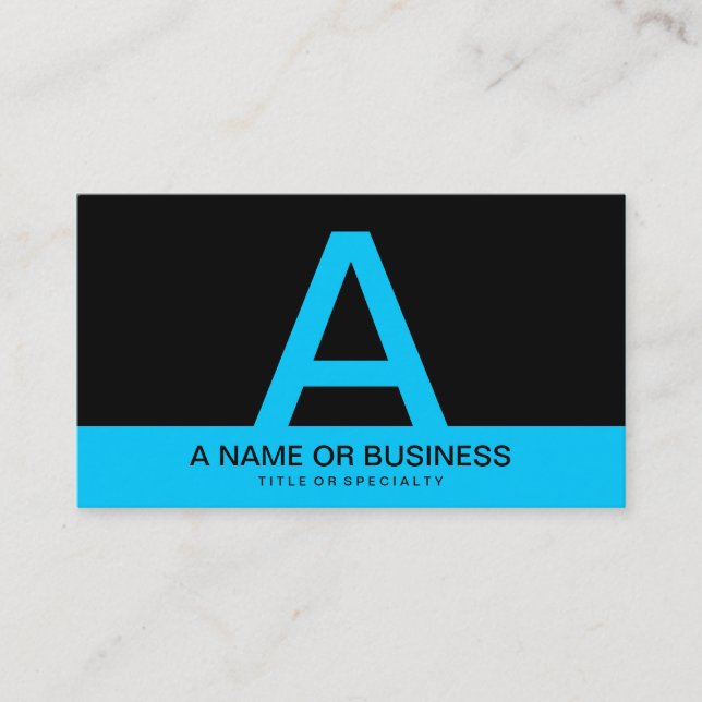 bold TURQUOISE monogram Business Card (Front)