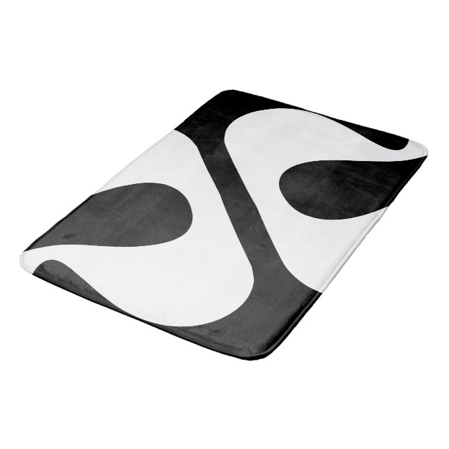 Bold twisted Bubbles Modern Black and White Bath Mat (Angled)