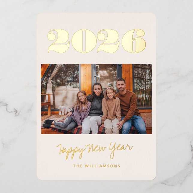 Bold Two Photo 2025 New Year Glam Stylish Gold (Front)
