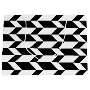 Bold Two Tone Arrow Chevron Stripe Black & White Large Gift Bag